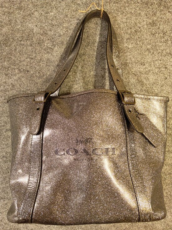 Coach Handbags - Coach Metallic Silver Leather Tote Bag